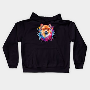 Pomeranian with a splash of color Kids Hoodie